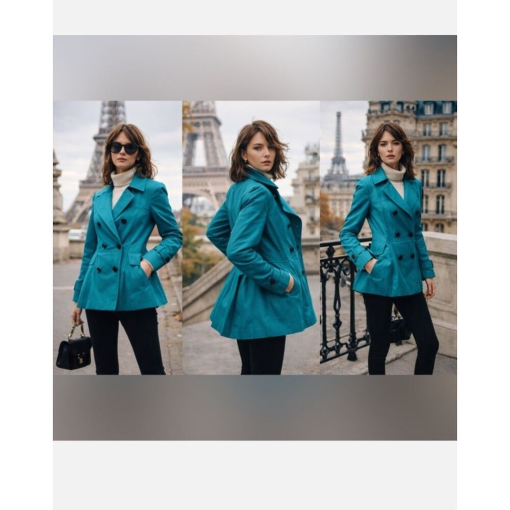 Vintage Y2K Miss Sixty Deadstock Turquoise Teal Blue Peplum Jacket